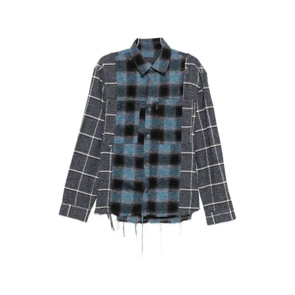Haikure Men Frayed Plaid Shirt